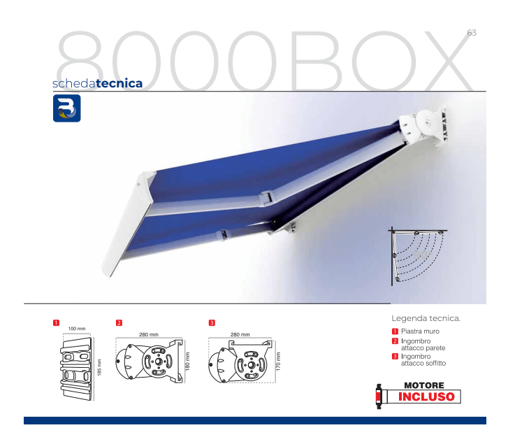 Tenda da sole a bracci Tempotest New 8000 BOX (cassonetto a scomparsa)