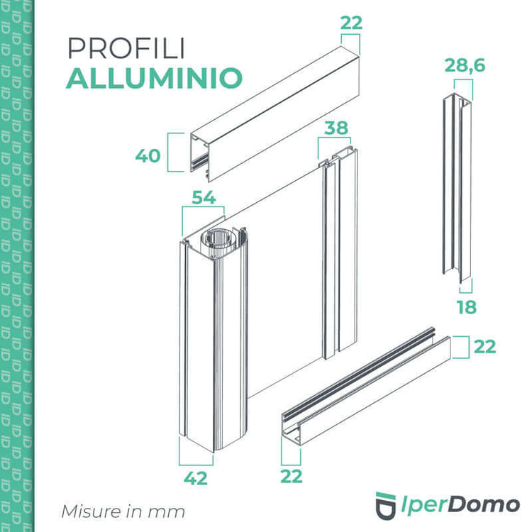 Zanzariera a rullo riducibile porta Finestra Roll Side 42 - 178x250 cm (LXH) - frizione slow - Verde 6005 opaco