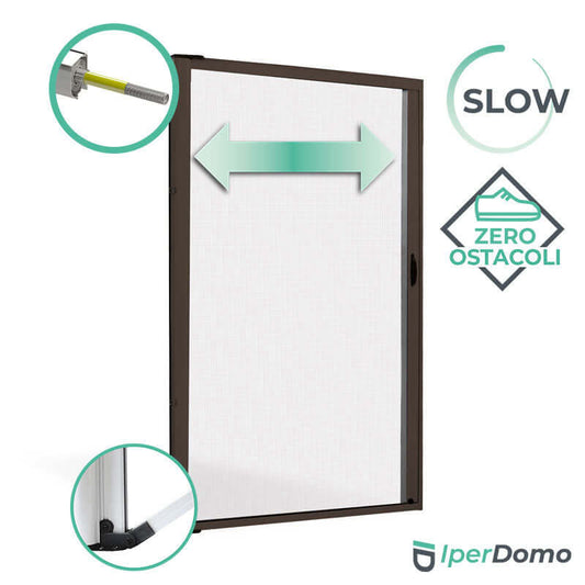 Zanzariera a rullo riducibile porta finestra Roll Side - 42 - 150x250 cm (LxH) - frizione slow - alzaguida - marrone ral 8017