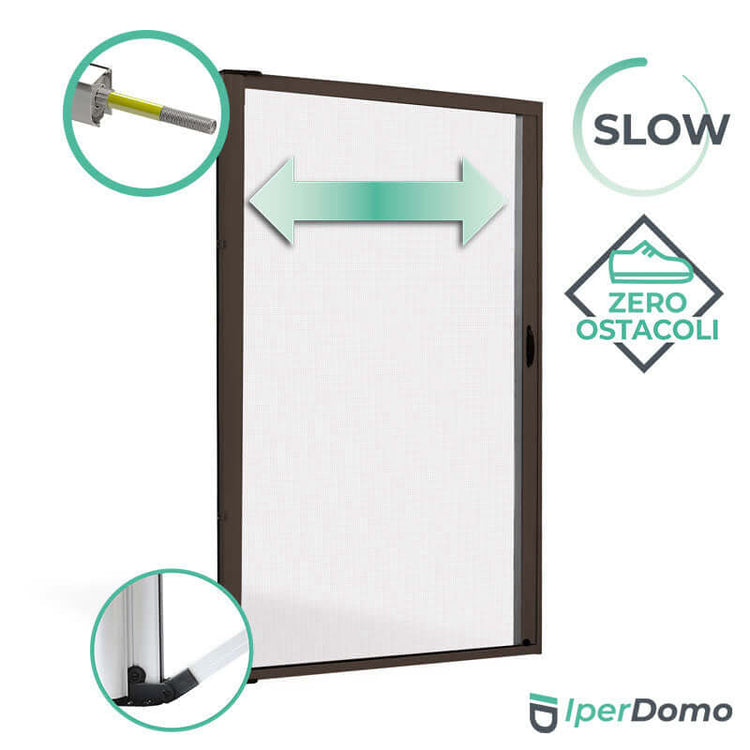 Zanzariera a rullo riducibile porta finestra Roll Side - 42 - 150x250 cm (LxH) - frizione slow - alzaguida - marrone ral 8017