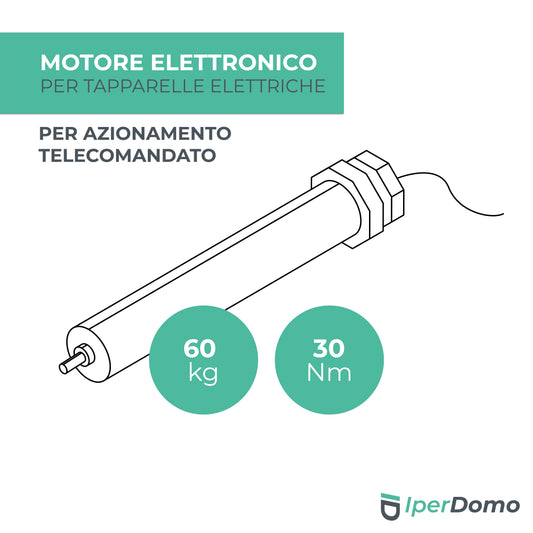 Motore elettronico telecomandato per tapparelle elettriche 60 kg (30 Nm) + telecomando 1 canale