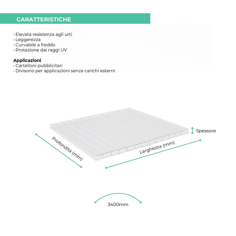 Policarbonato Alveolare 20 mm Trasparente