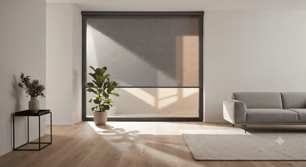 Tende tecniche da interno moderne in un soggiorno luminoso — guida IperDomo