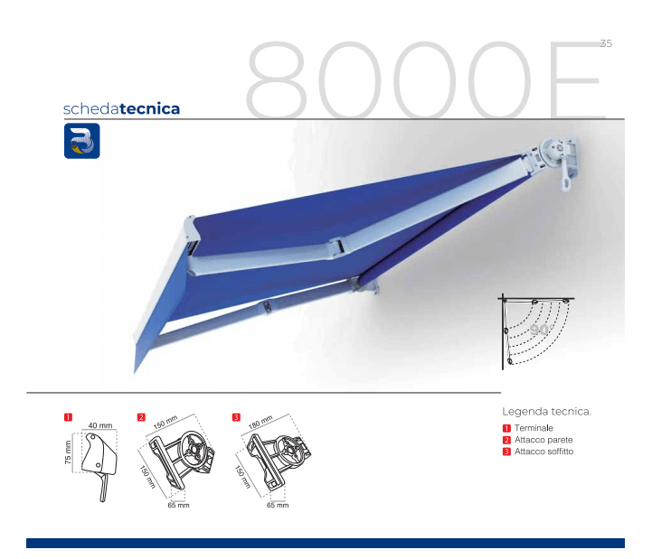 Tenda da sole a bracci Tempotest 8000 E (senza cassonetto)