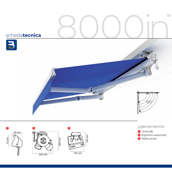 Tenda da sole a bracci Tempotest 8000 IN (con cassonetto)