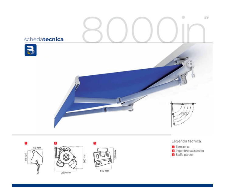 Tenda da sole a bracci Tempotest 8000 IN (con cassonetto)