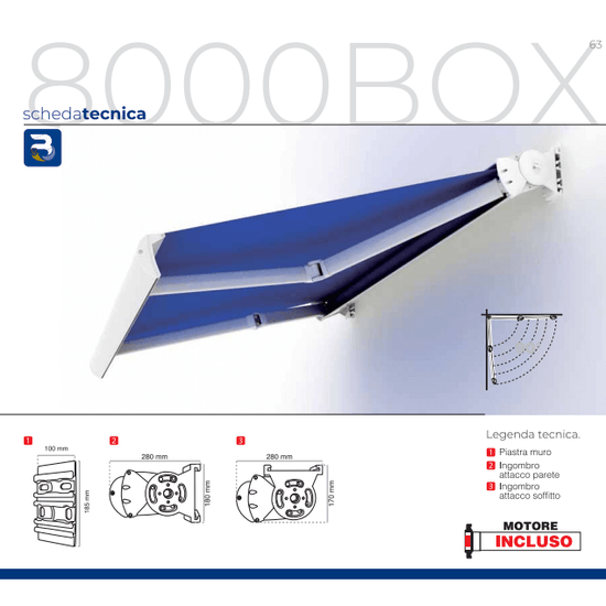 Tenda da sole a bracci Tempotest New 8000 BOX (cassonetto a scomparsa)