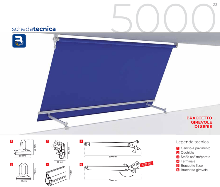 Tenda da sole a caduta Tempotest 5000 con braccetti