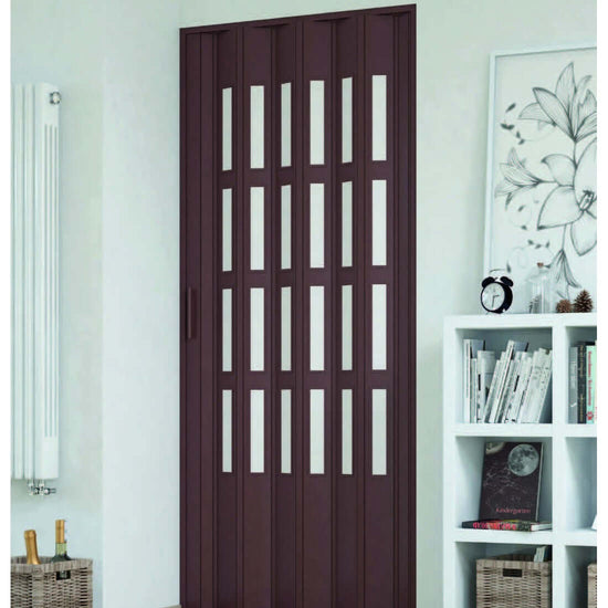 Porta a soffietto da interno su misura in pvc con vetri